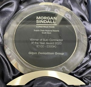 Gilpin Demolition Group were proud to accet the Morgan Sindall Subcontractor of the Year 2021 award at a recent ceremony.